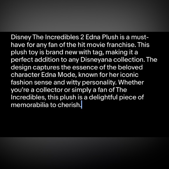 Disney The Incredibles 2 Edna Plush New With Tag - Picture 5 of 5
